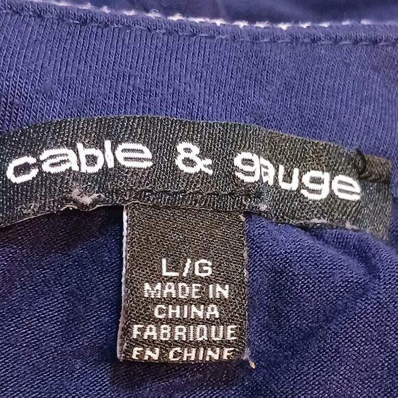 Cable & Gauge Halter Top Women's Large Navy Embellished Neckline EUC - Picture 3 of 8